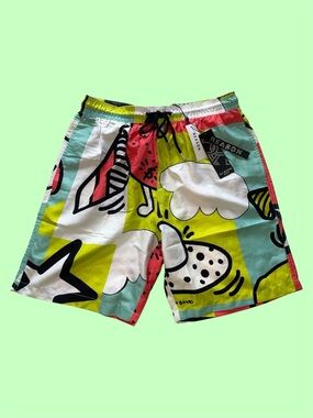 Reason Brand Colorful Graphic Pop Art Men's Swim Shorts